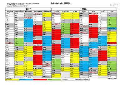 Blockplan Bauklassen Kalender